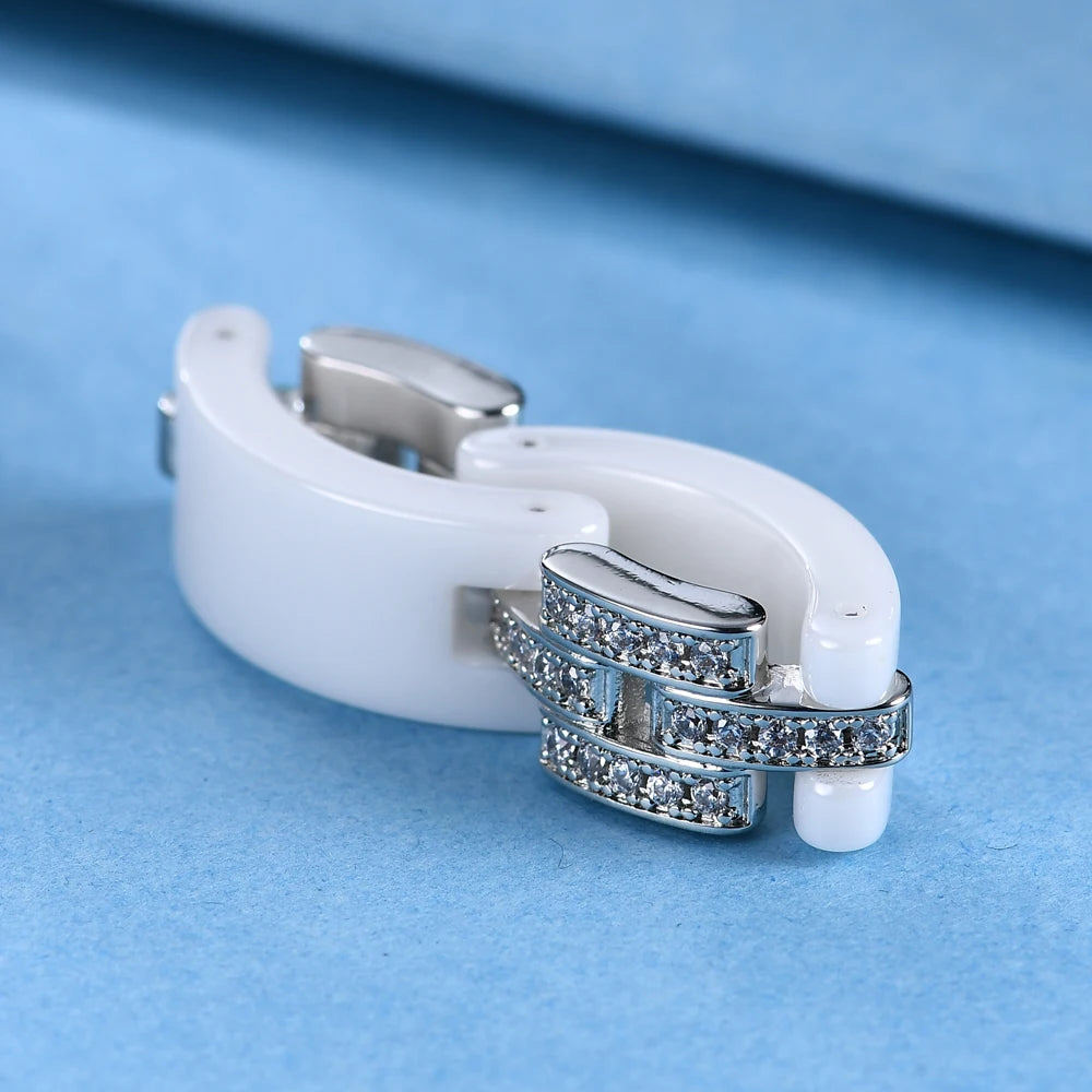 Bague Luxe en céramique noire ou blanche, bijoux L'éblouissante