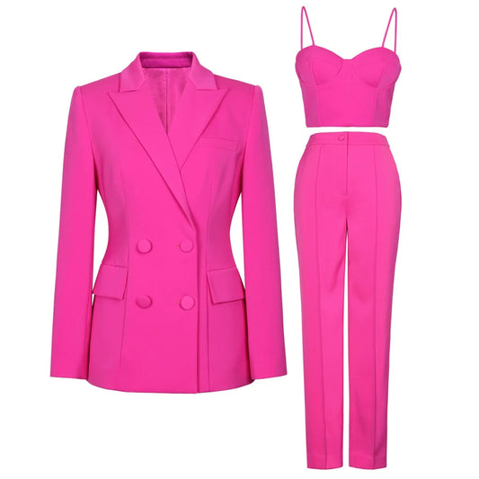 Ensemble Blazer, Pantalon crayon, Bustier, pour Femme, 3 Pièces, Sweet Couleurs