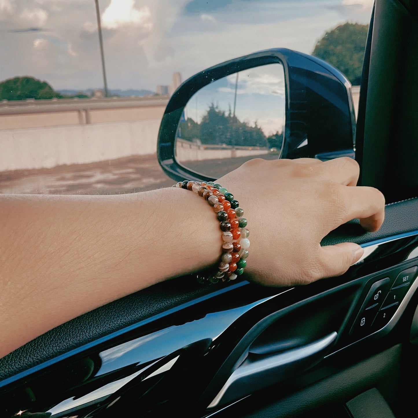 Bracelet Agates en pierre naturelle pour femmes 6mm Quartz Onyx perles Bracelet élastique Chakra guérison Reiki Yoga