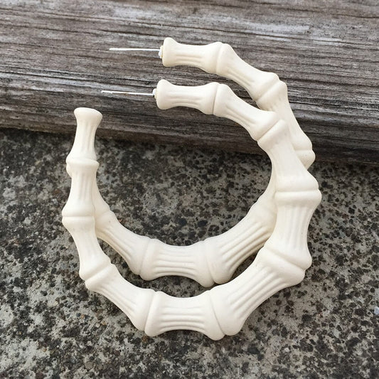 Boucles d'oreilles créoles Bambou nouvelle résine colorée