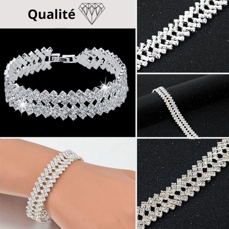 Bracelets Luxury Crystal couleur argent orné de swarowski