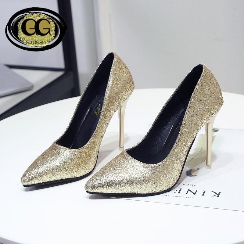 Chaussures à Hauts talons Mode Sexy-Or-Argent ou noir pailleté à Bout Pointu GoldGirly