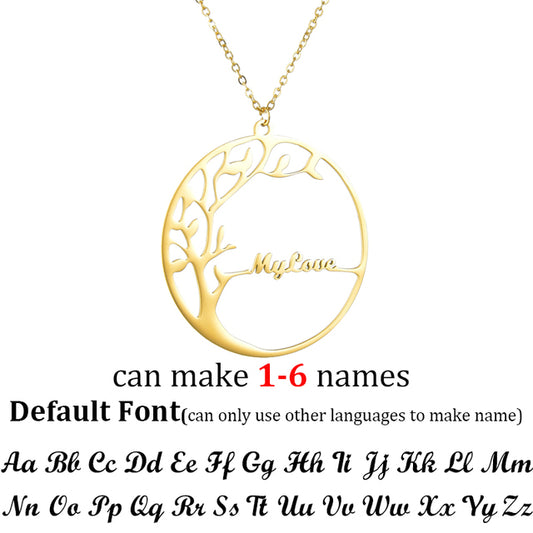 Pendentif personnalisé : L'arbre choisissez jusqu'à 6 prénoms et 6 pierres💎