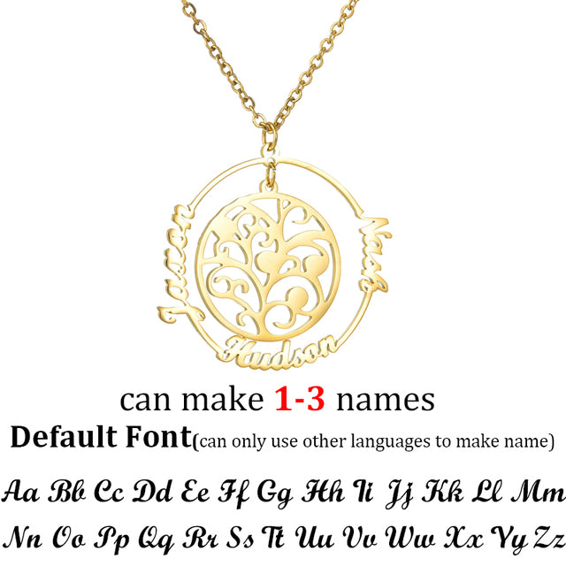Pendentif personnalisé : L'arbre choisissez jusqu'à 6 prénoms et 6 pierres💎