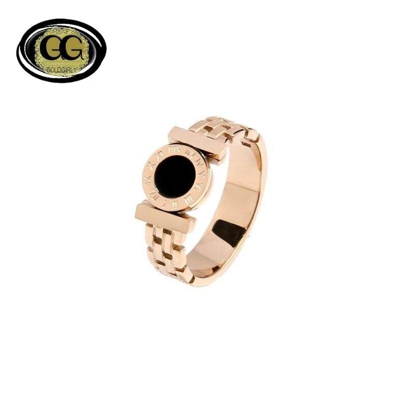 Bague acier & titane couleur or rose tendance et noir /style classique unisexe, taille 5 à 10 dispo