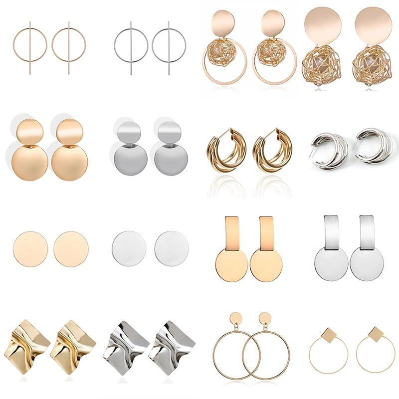 Boucles D'oreilles Éblouissantes de Mode Grandes Géométriques rondes Moderne