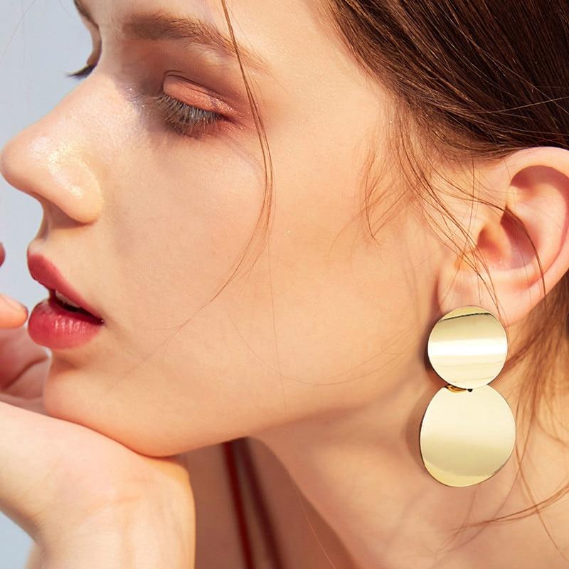 Boucles D'oreilles Éblouissantes de Mode Grandes Géométriques rondes Moderne