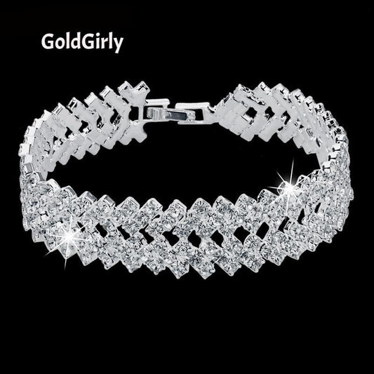 Bracelets Luxury Crystal couleur argent orné de swarowski