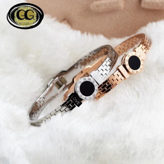 Nouveauté bracelet bijoux cadeau de haute qualité en acier et titane-chiffres romains mode or rose