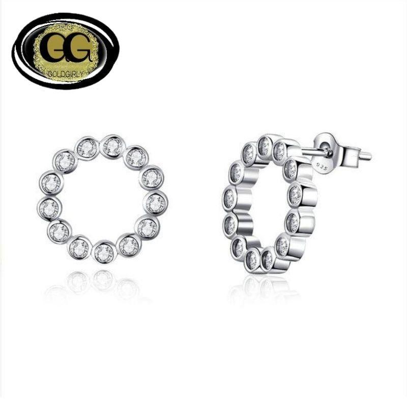Boucles d'oreilles rondes en argent Sterling 925 pour femmes Idée cadeau