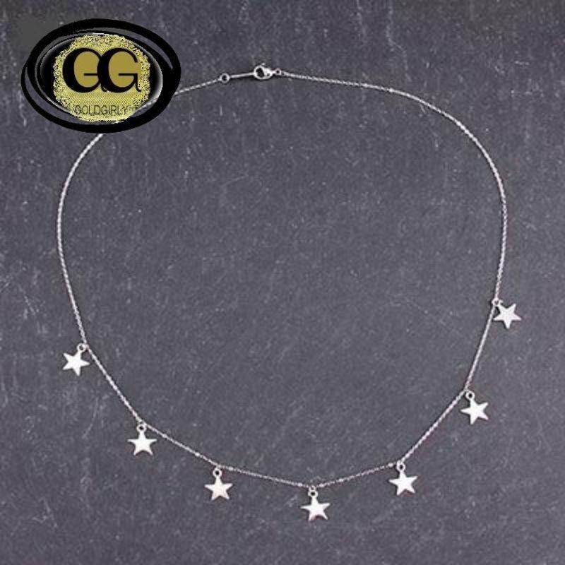 Collier tour du cou en acier inoxydable doré ou silver -rond-étoile-pendentifs Femme chaîne bijoux cadeau
