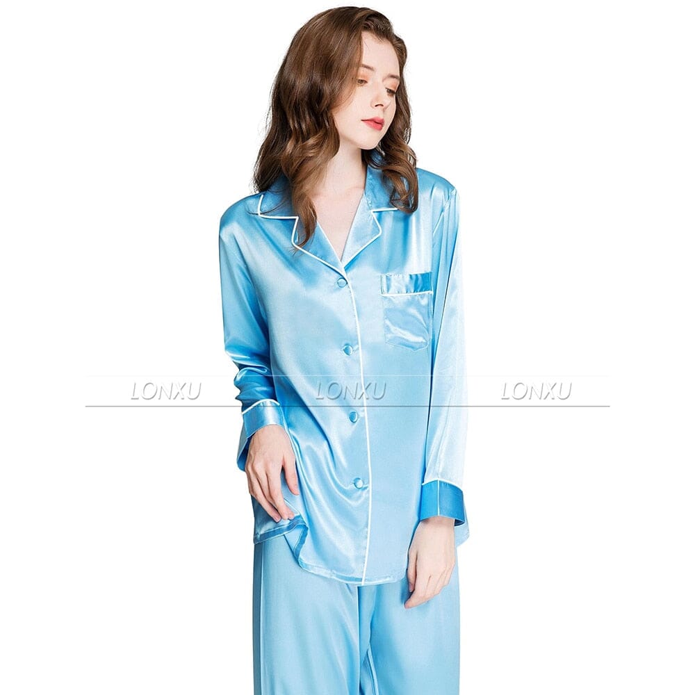 Ensemble de pyjama en satin de soie pour femme Vêtements de nuit XS S M L XL 2XL 3XL