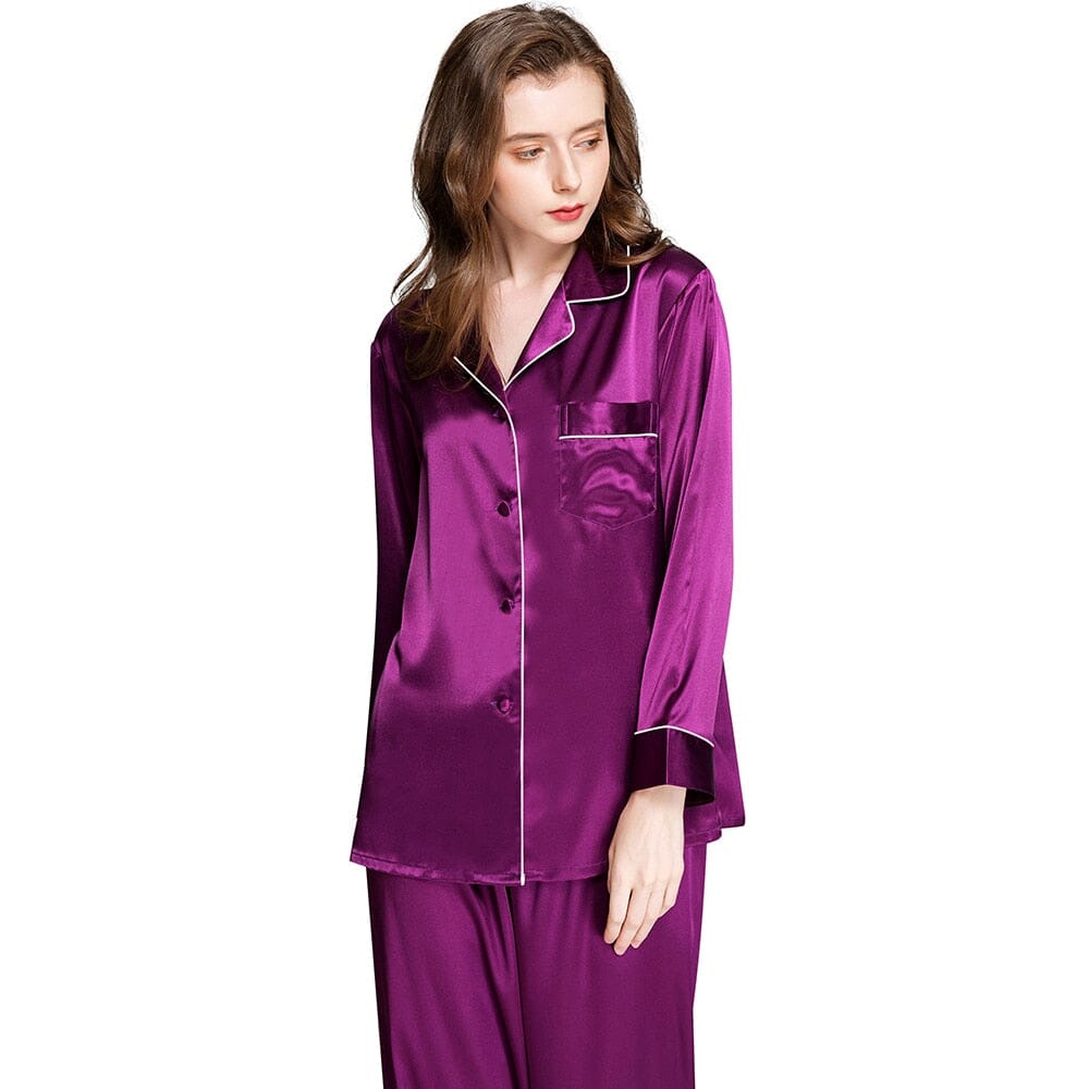 Ensemble de pyjama en satin de soie pour femme Vêtements de nuit XS S M L XL 2XL 3XL