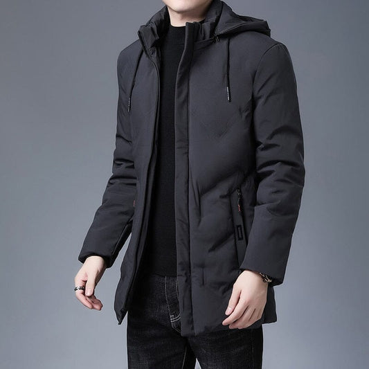 Parka Homme veste chaude d'hiver et épaisse avec capuche coupe-vent Top qualité style décontracté manteau coupe-vent