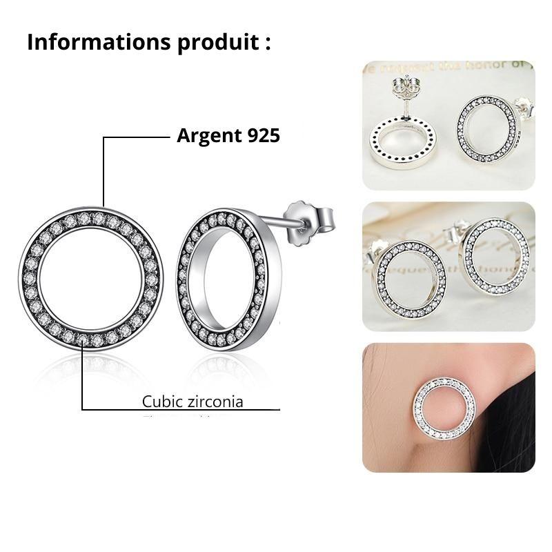 Boucles d'oreilles rondes en argent Sterling 925 pour femmes Idée cadeau