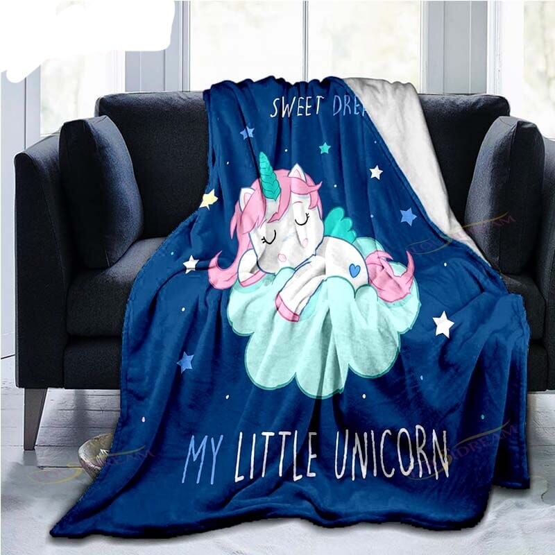 Couverture Licorne imprimé douces couleurs en flanelle couvre-lit