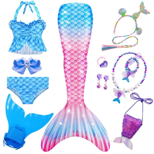 Costume de sirène fantaisie pour enfants queues de sirène pour les filles maillot de bain pour piscine