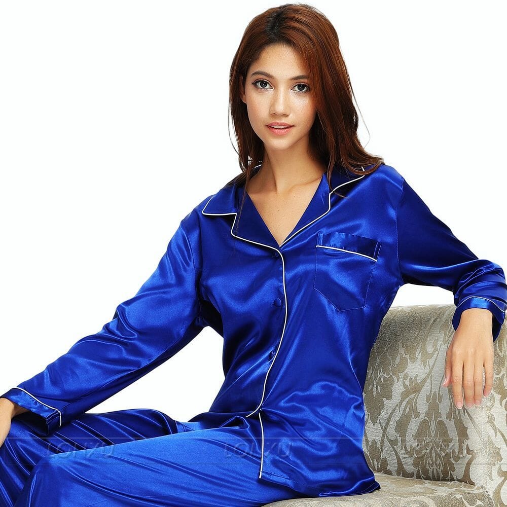 Ensemble de pyjama en satin de soie pour femme Vêtements de nuit XS S M L XL 2XL 3XL