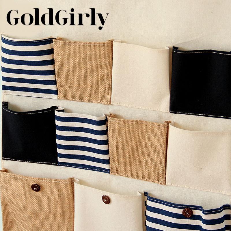13 Poches pour Organiser vos rangements vide-poche à rayures Pratique,Maquillage fourre tout