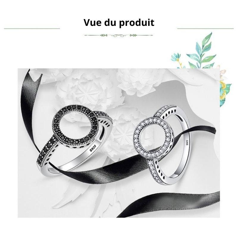 Bague Cercle Rond 100% Véritable 925 Argent Sterling pierres blanches ou Noires