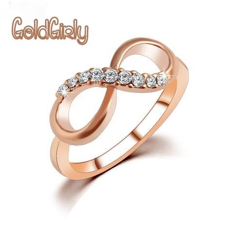 Anneau Infini Nouveau Design Mode Alliage Cristal Or Rosé bijoux pour femmes
