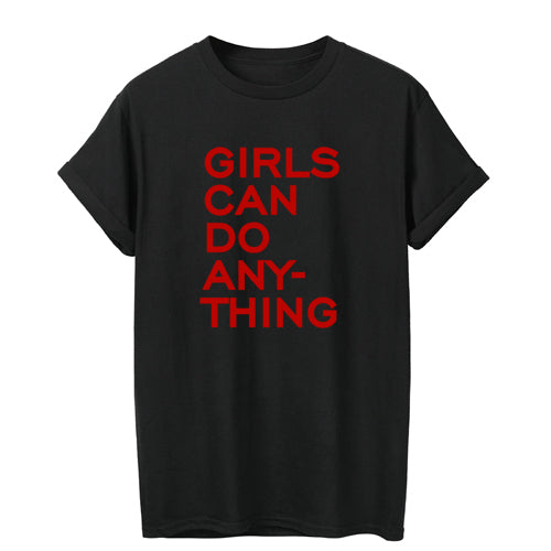 T-shirt Streetwear décontracté en coton "Girls Can Do Anything"