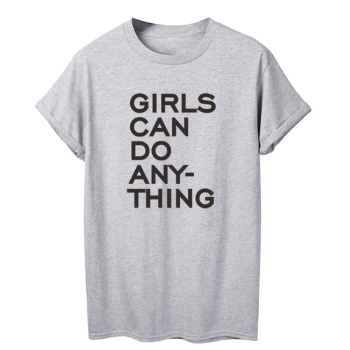 T-shirt Streetwear décontracté en coton "Girls Can Do Anything"