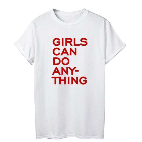 T-shirt Streetwear décontracté en coton "Girls Can Do Anything"