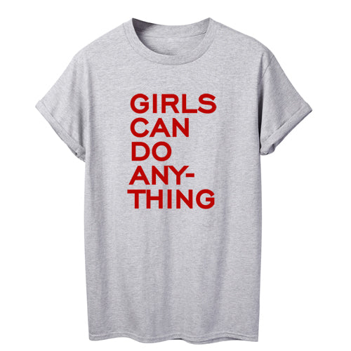 T-shirt Streetwear décontracté en coton "Girls Can Do Anything"