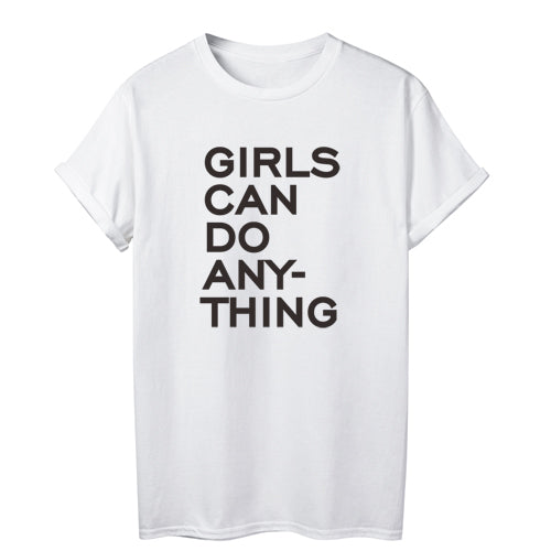 T-shirt Streetwear décontracté en coton "Girls Can Do Anything"