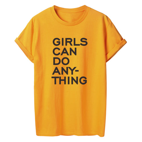 T-shirt Streetwear décontracté en coton "Girls Can Do Anything"