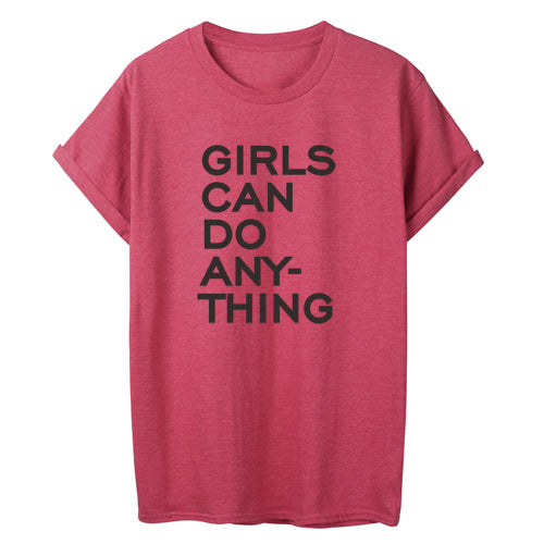 T-shirt Streetwear décontracté en coton "Girls Can Do Anything"