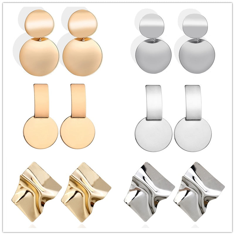 Boucles D'oreilles Éblouissantes de Mode Grandes Géométriques rondes Moderne