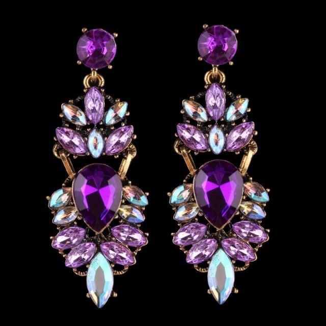 Boucles d'oreilles en perles de couleurs mode luxueuse-gemmes