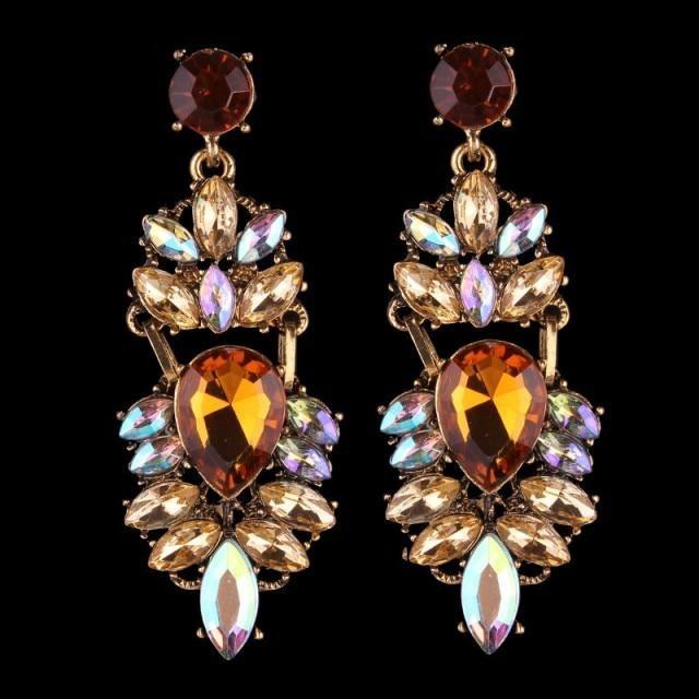 Boucles d'oreilles en perles de couleurs mode luxueuse-gemmes