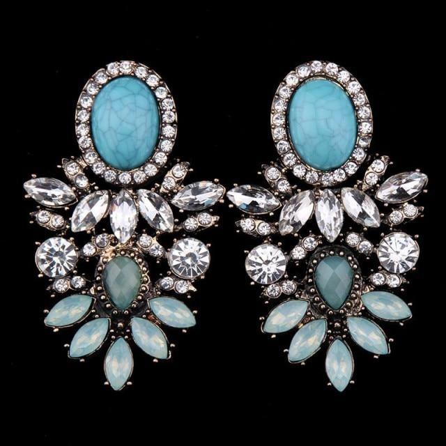 Boucles d'oreilles en perles de couleurs mode luxueuse-gemmes