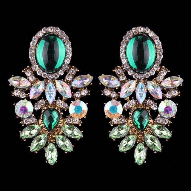 Boucles d'oreilles en perles de couleurs mode luxueuse-gemmes