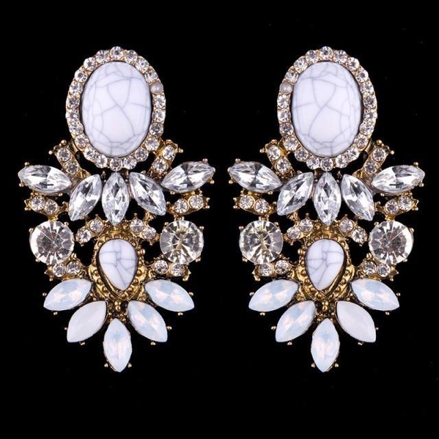 Boucles d'oreilles en perles de couleurs mode luxueuse-gemmes