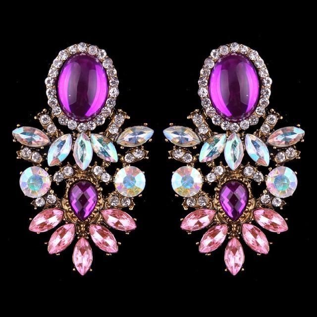 Boucles d'oreilles en perles de couleurs mode luxueuse-gemmes