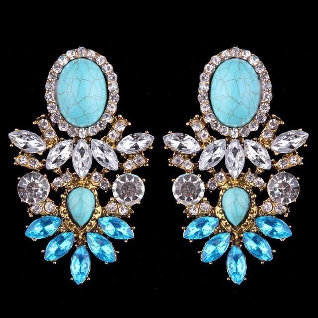 Boucles d'oreilles en perles de couleurs mode luxueuse-gemmes