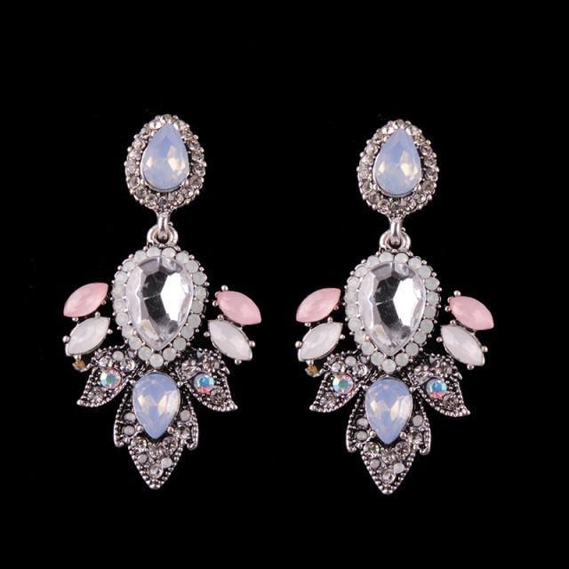 Boucles d'oreilles en perles de couleurs mode luxueuse-gemmes