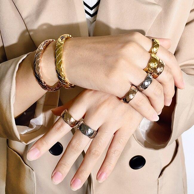 Bracelet classique or jaune -or rose-ou silver en acier inoxydable design croix tressées