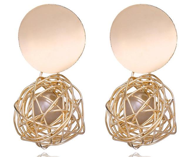 Boucles D'oreilles Éblouissantes de Mode Grandes Géométriques rondes Moderne