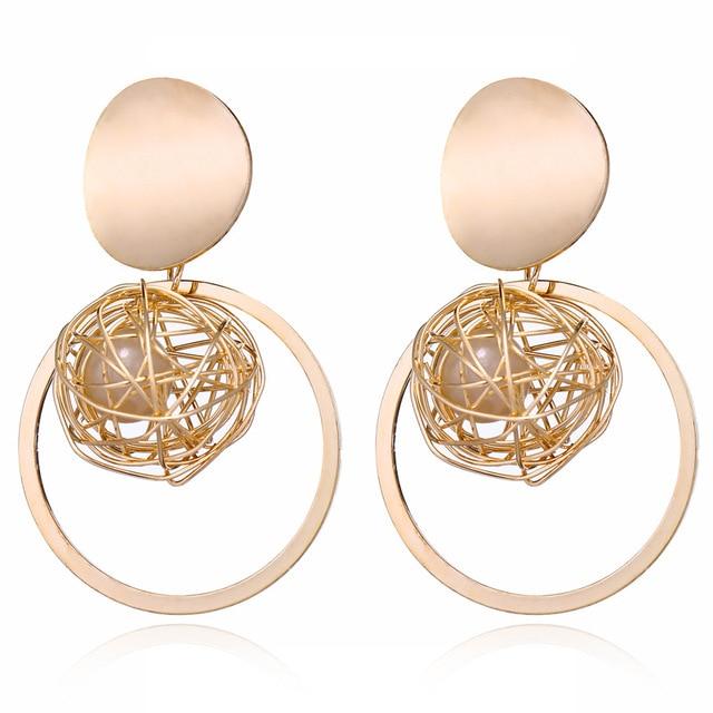 Boucles D'oreilles Éblouissantes de Mode Grandes Géométriques rondes Moderne