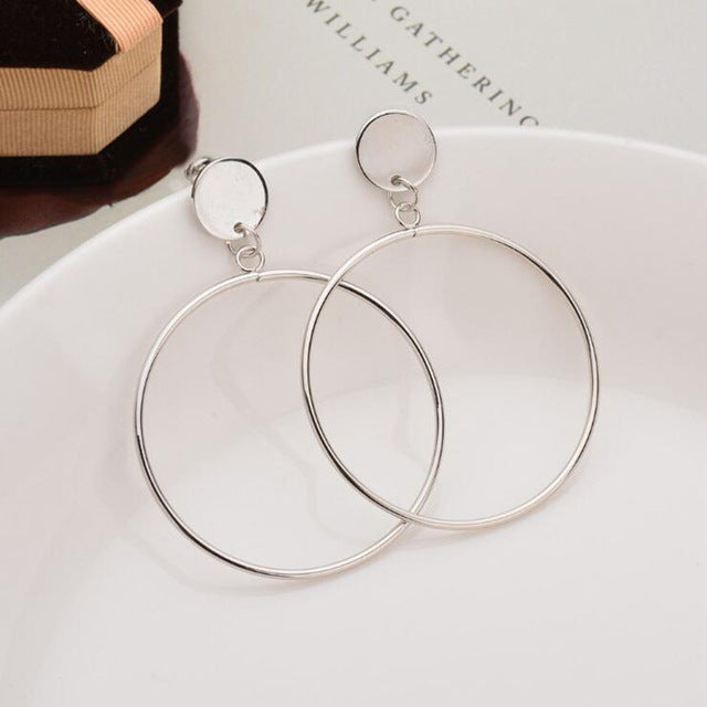 Boucles D'oreilles Éblouissantes de Mode Grandes Géométriques rondes Moderne