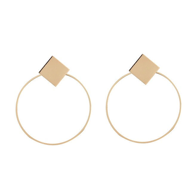 Boucles D'oreilles Éblouissantes de Mode Grandes Géométriques rondes Moderne