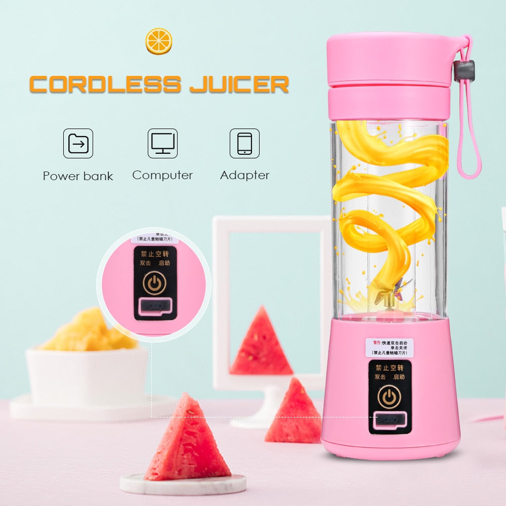Mixer 400ML Extracteurs Fruits-Lait- Centrifugeuse Électrique Juicer Blender USB Mini Milkshake