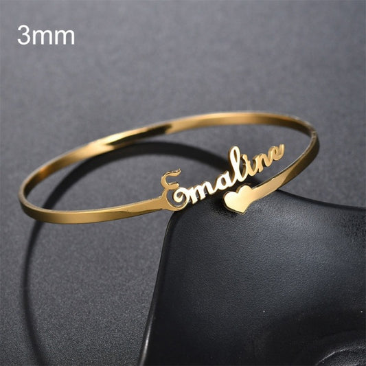 Bracelet Personnalisé En Acier Inoxydable Plaque Signalétique Lettres Coeur