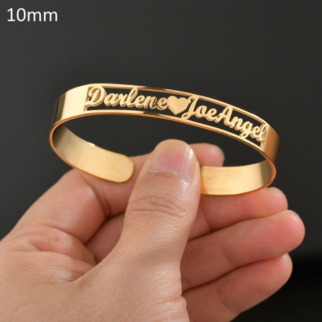 Bracelet Personnalisé En Acier Inoxydable Plaque Signalétique Lettres Coeur