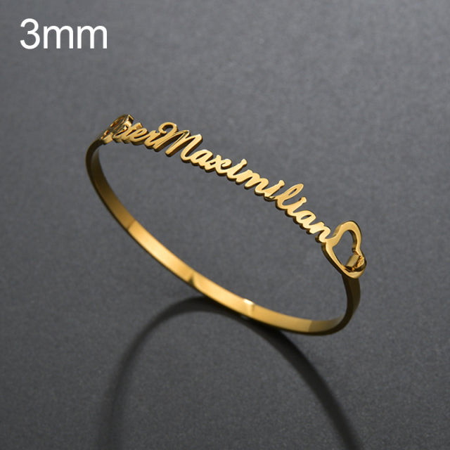 Bracelet Personnalisé En Acier Inoxydable Plaque Signalétique Lettres Coeur